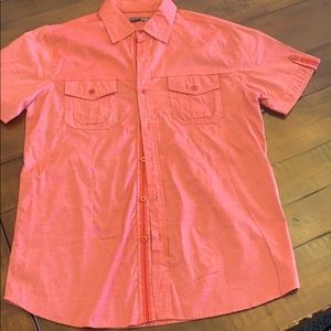 Red short sleeve shirt w/ pockets & sleeve detail